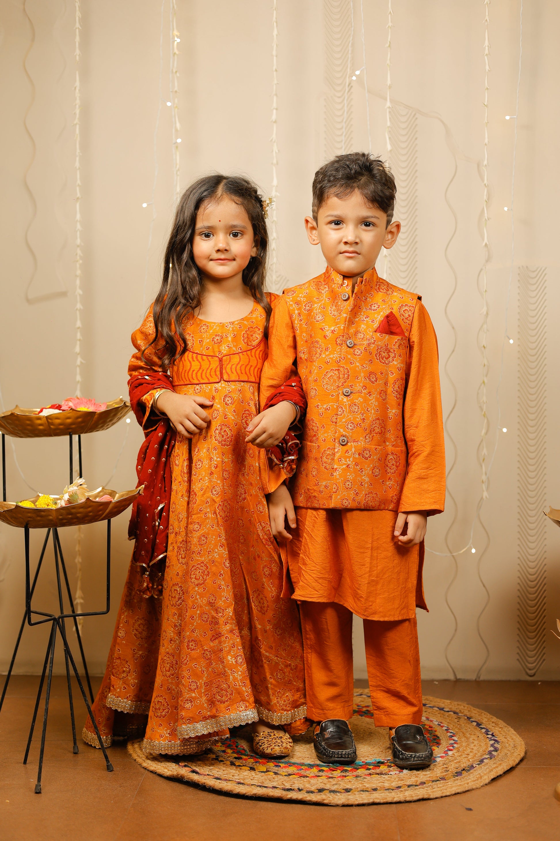 Mustard full length kurta with dupatta