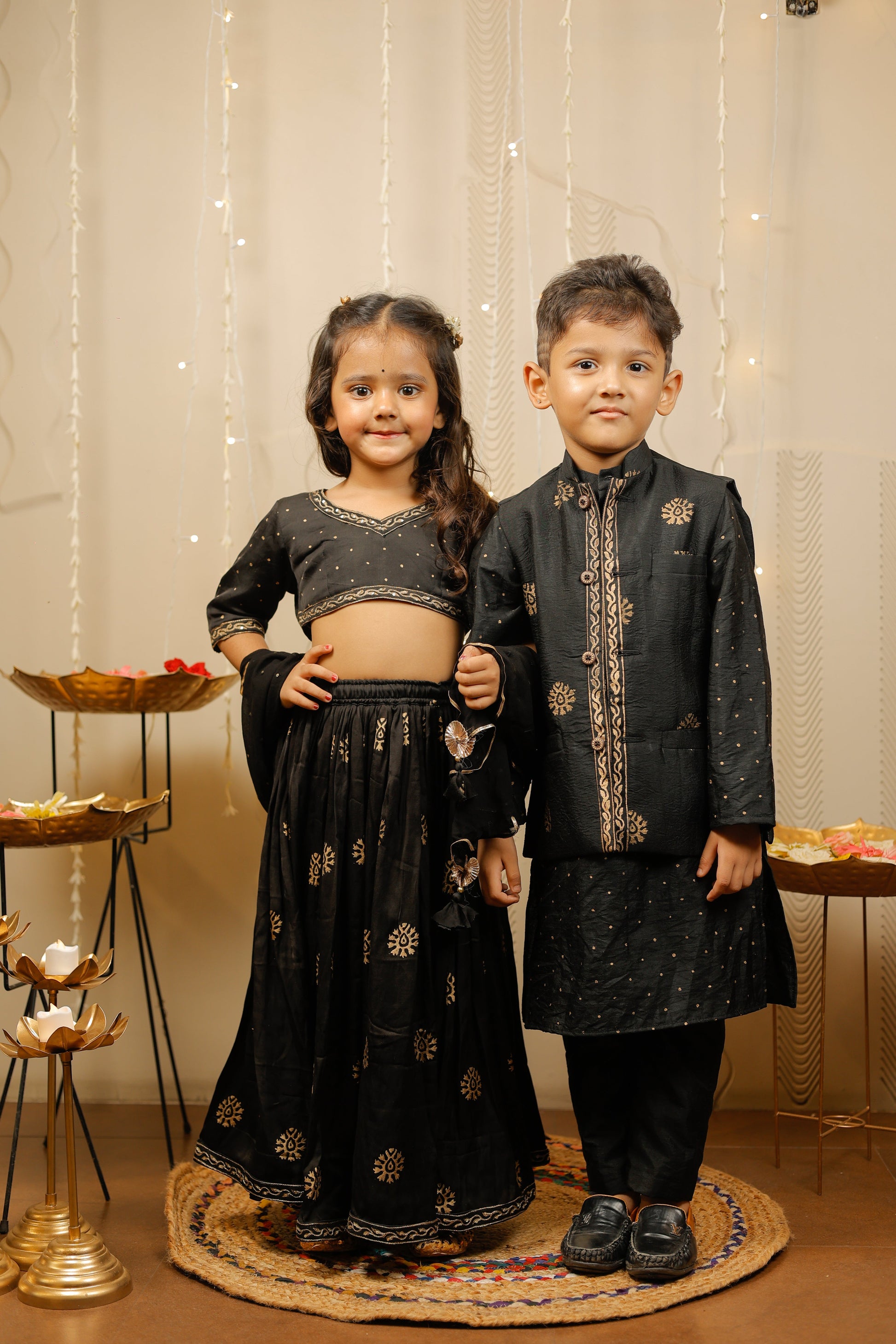 Black- Golden lehenga set