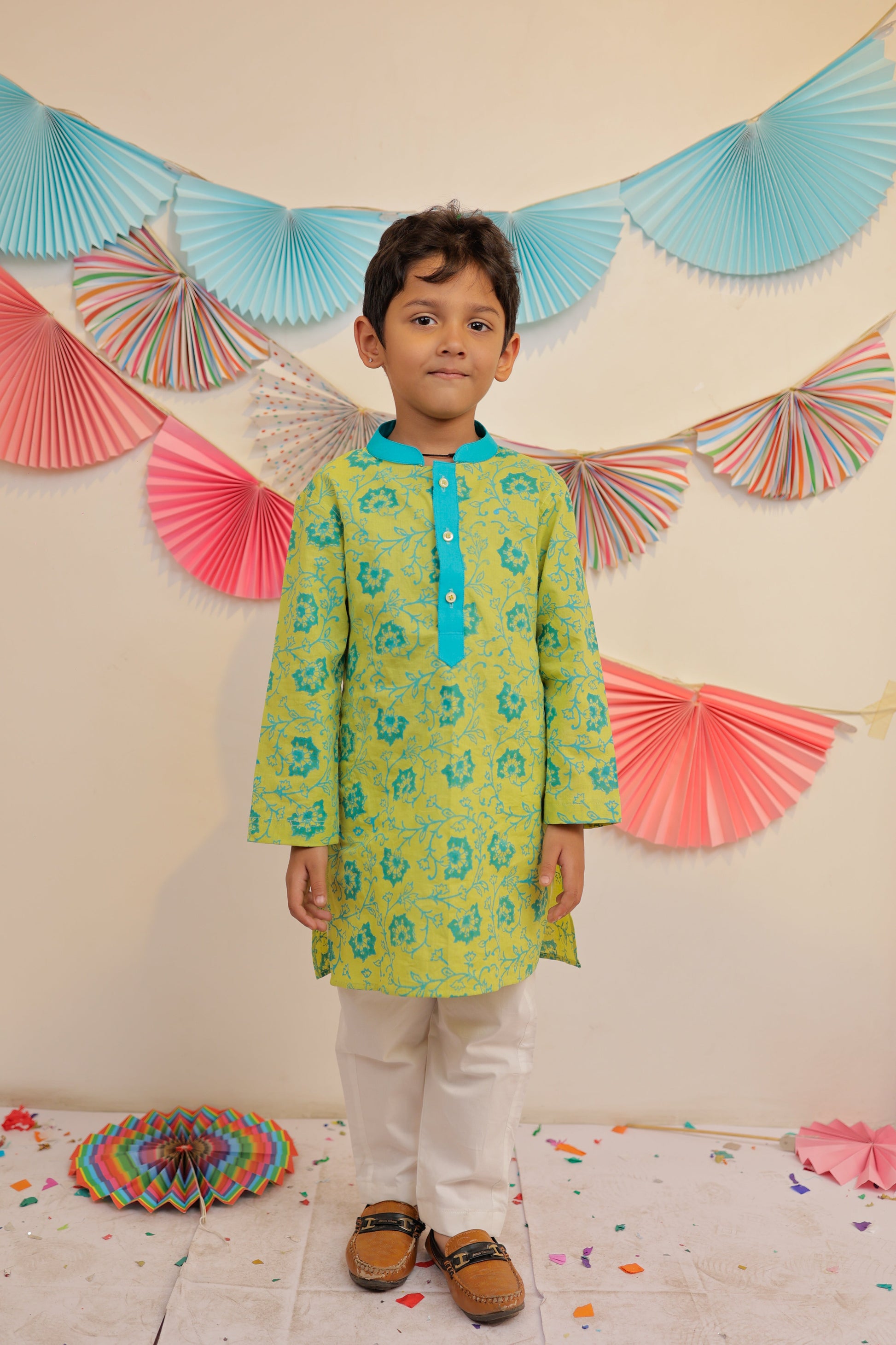 Green Garden Kurta Pyjama