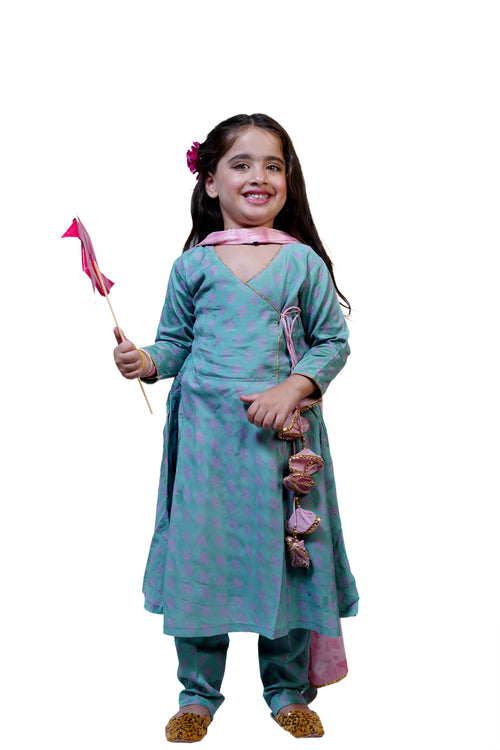 AQUA KURTA SET WITH DUPATTA