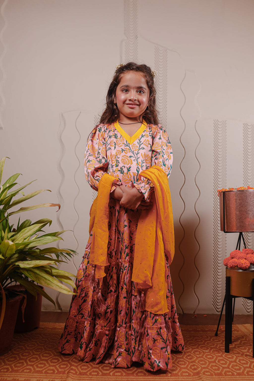 PINK FLORAL KURTA WITH DUPATTA