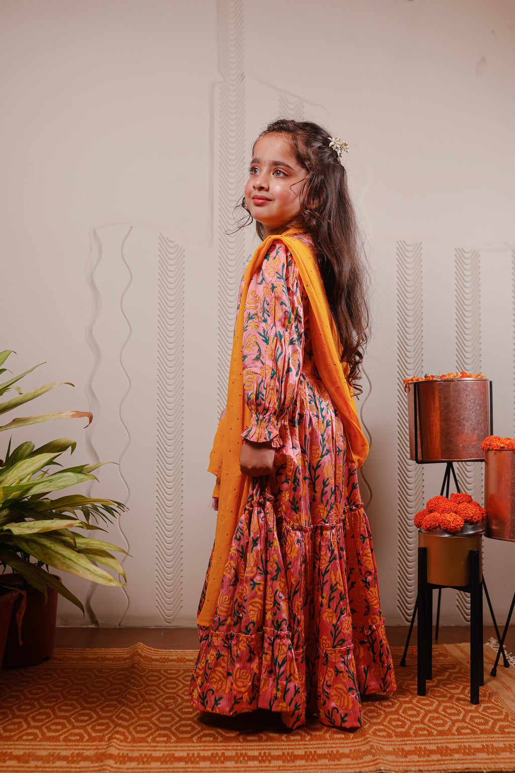 PINK FLORAL KURTA WITH DUPATTA