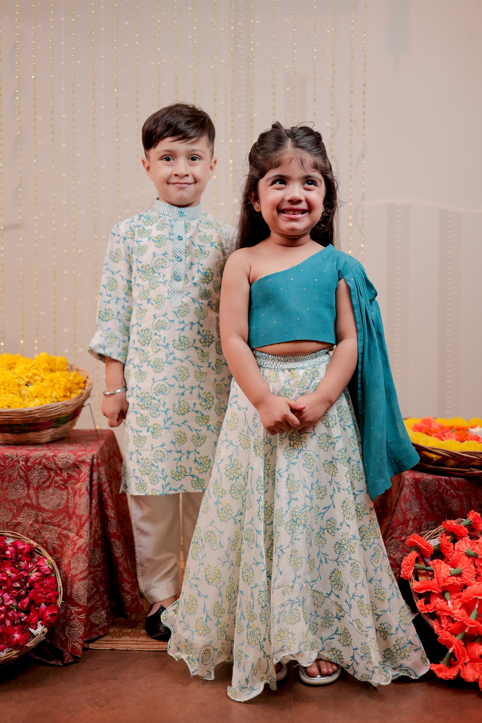 White block printed kurta set
