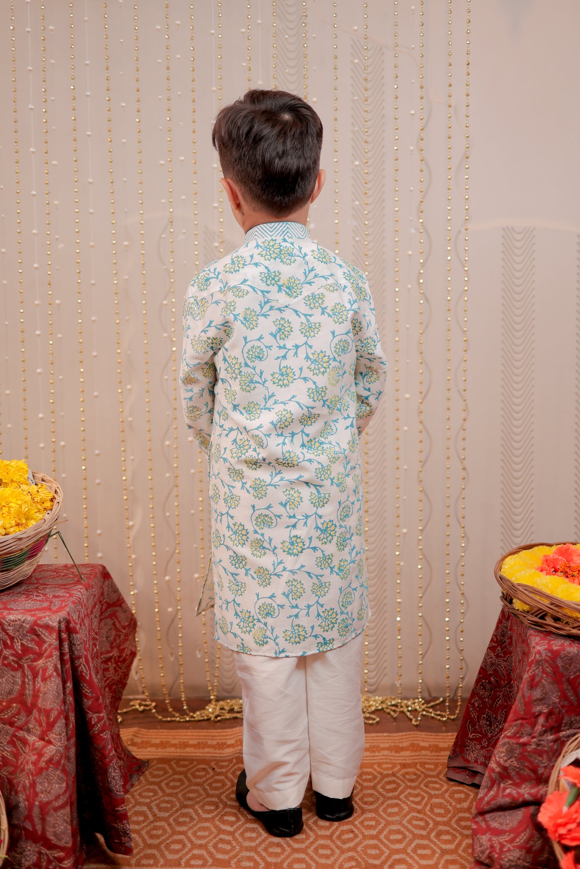 White block printed kurta set