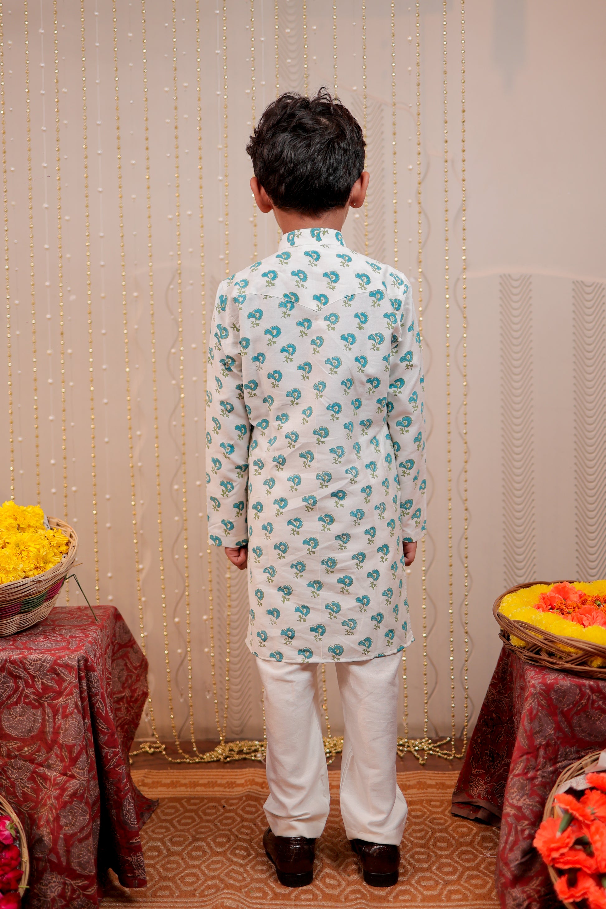 White block printed kurta set